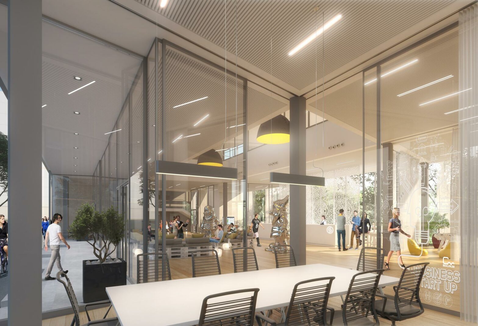 Hall du futur siege social du Groupe Pichet ©Kempe Thill architecte