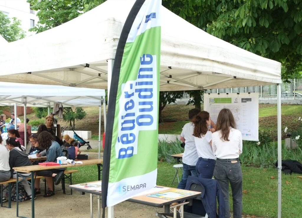 Stand sur le projet d’aménagement lors de l’événement Bédier en fête en 2022. ©SEMAPA