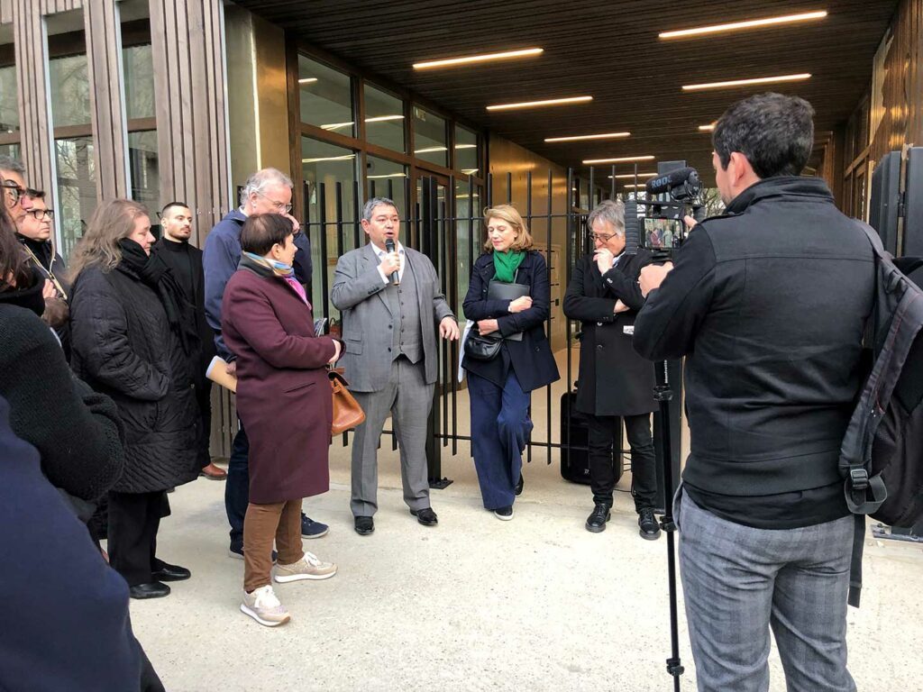 Inauguration de l'immeuble en bois construit dans le quartier Paul Bourget Paris 13e