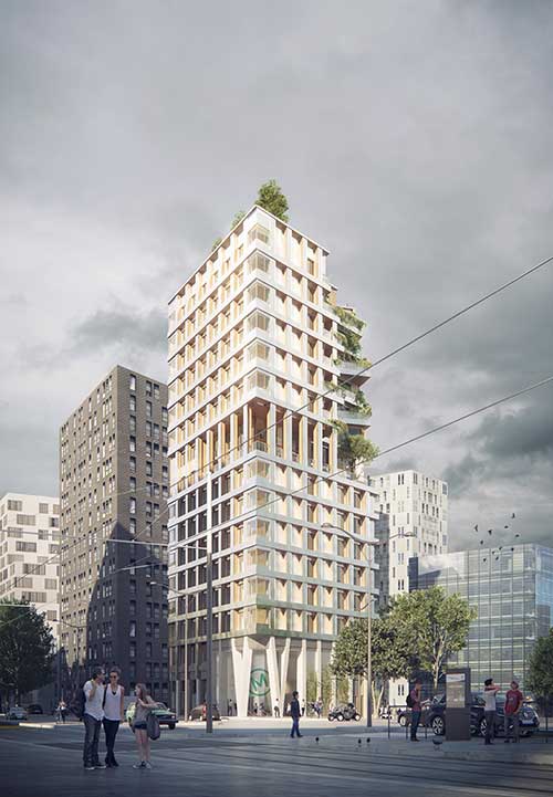 La tour commune, immeuble en bois de 15 étages
